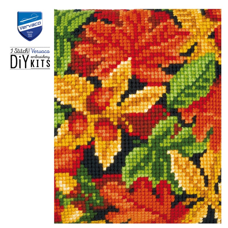 Vervaco Cross Stitch Cushion Kit Autumn Leaves 16" x 16" - Image 3